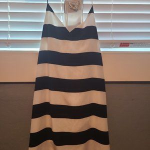 Navy and white stripped racer back dress.